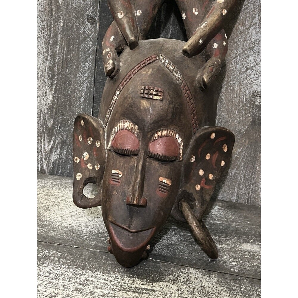 African Mask, the Leopard Spirit Made In Ghana Beautiful Piece - Picture 2 of 4
